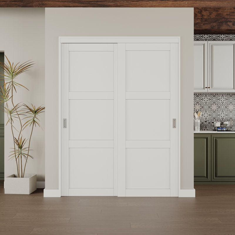 Home Worthy Paneled Pantry Closet Sliding Doors with Handles Hardware Kit Reviews Wayfair